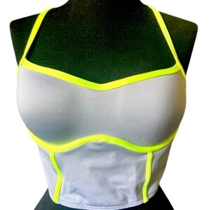 Victoria' Secret PINK Push Up Sports Bra Crop Top - Medium - Neon Yellow - NWT